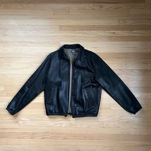 Dark brown/black leather bomber jacket Polo by Ralph Lauren - size Large